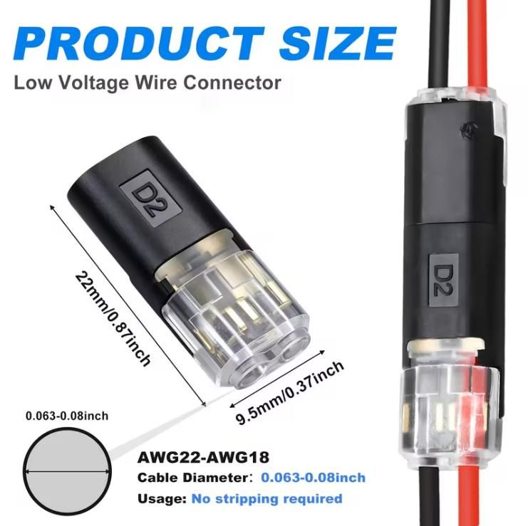 10 Pcs Waterproof 2-Pin Cable Connector